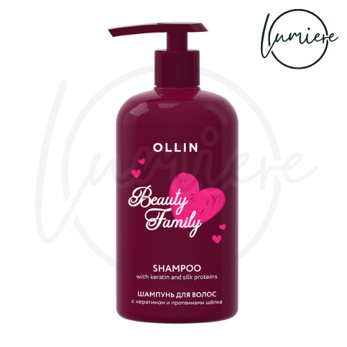 [OLLIN] BEAUTY FAMILY Șampon cu keratină și proteine din mătase  500 ml